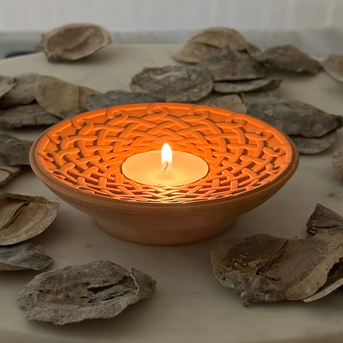 Tealight Candle Holder Armenian Knot Pattern